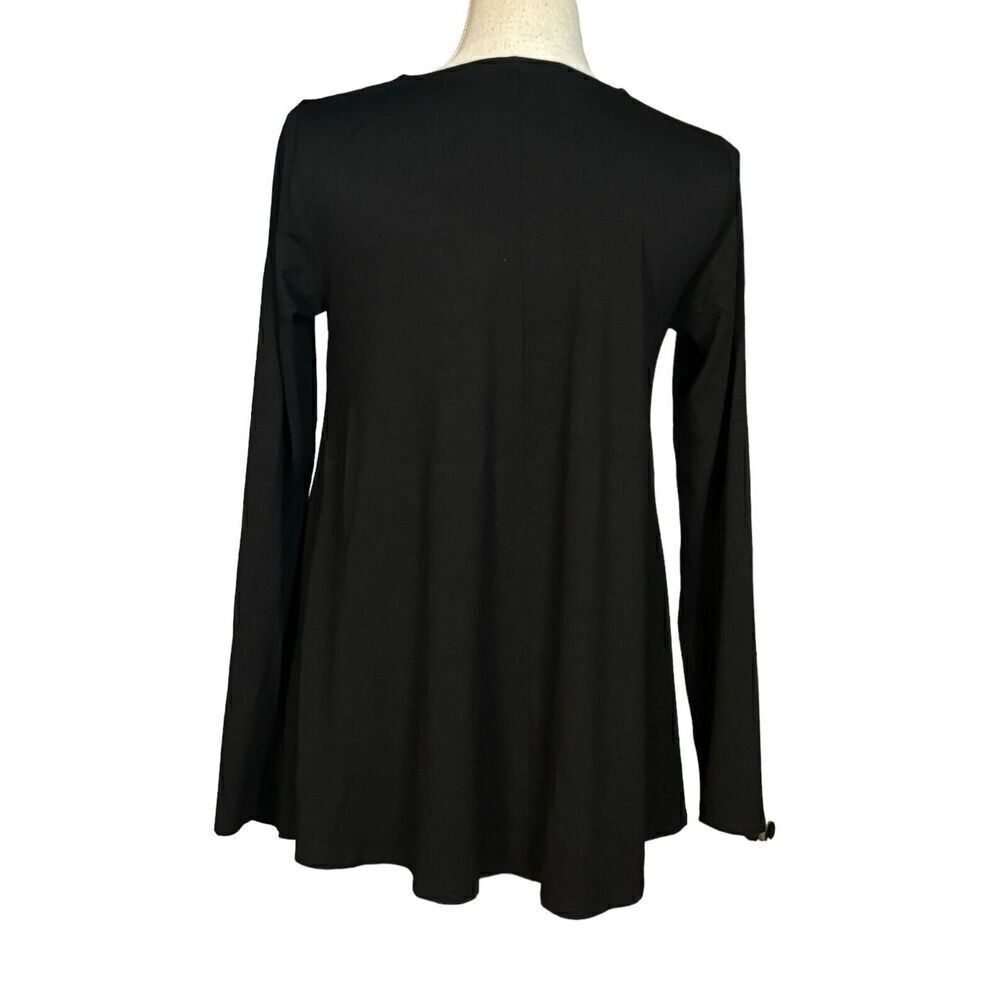 Eileen Fisher Top Size Extra Small Black Stretch Flowy Lagenlook Minimalist - Picture 2 of 10